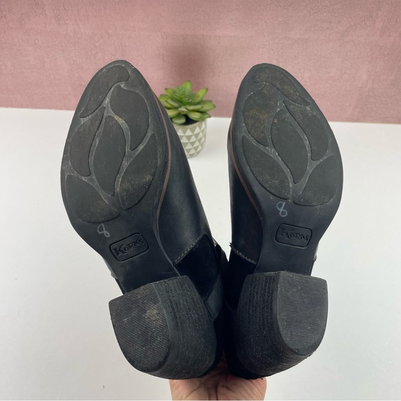 Korks Black Leather Bootie Boots Ankle Shoes Women Size 8M - Picture 8 of 9